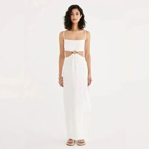 NWT women’s REVOLVE X RUMER white AVALON linen RING MAXI DRESS size small